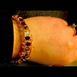 Crystal copper handwoven cuff